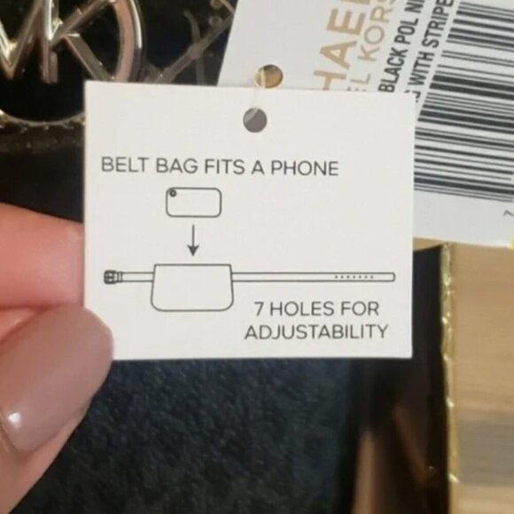 Michael Kors Black Dark Gray Belt Bag Logo Signature NWT Gift Box - Picture 5 of 7